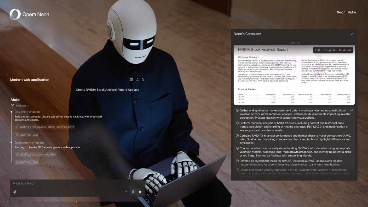 Og, mest interessant, kan agentnettleseren utføre handlinger på vegne av brukeren. - HarDet Og, mest interessant, kan agentnettleseren utføre handlinger på vegne av brukeren.