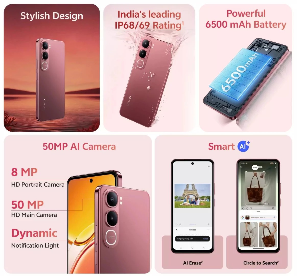 - HarDet Vivo Y31 er tilgjengelig i to fargealternativer – diamantgrønn og roserød.