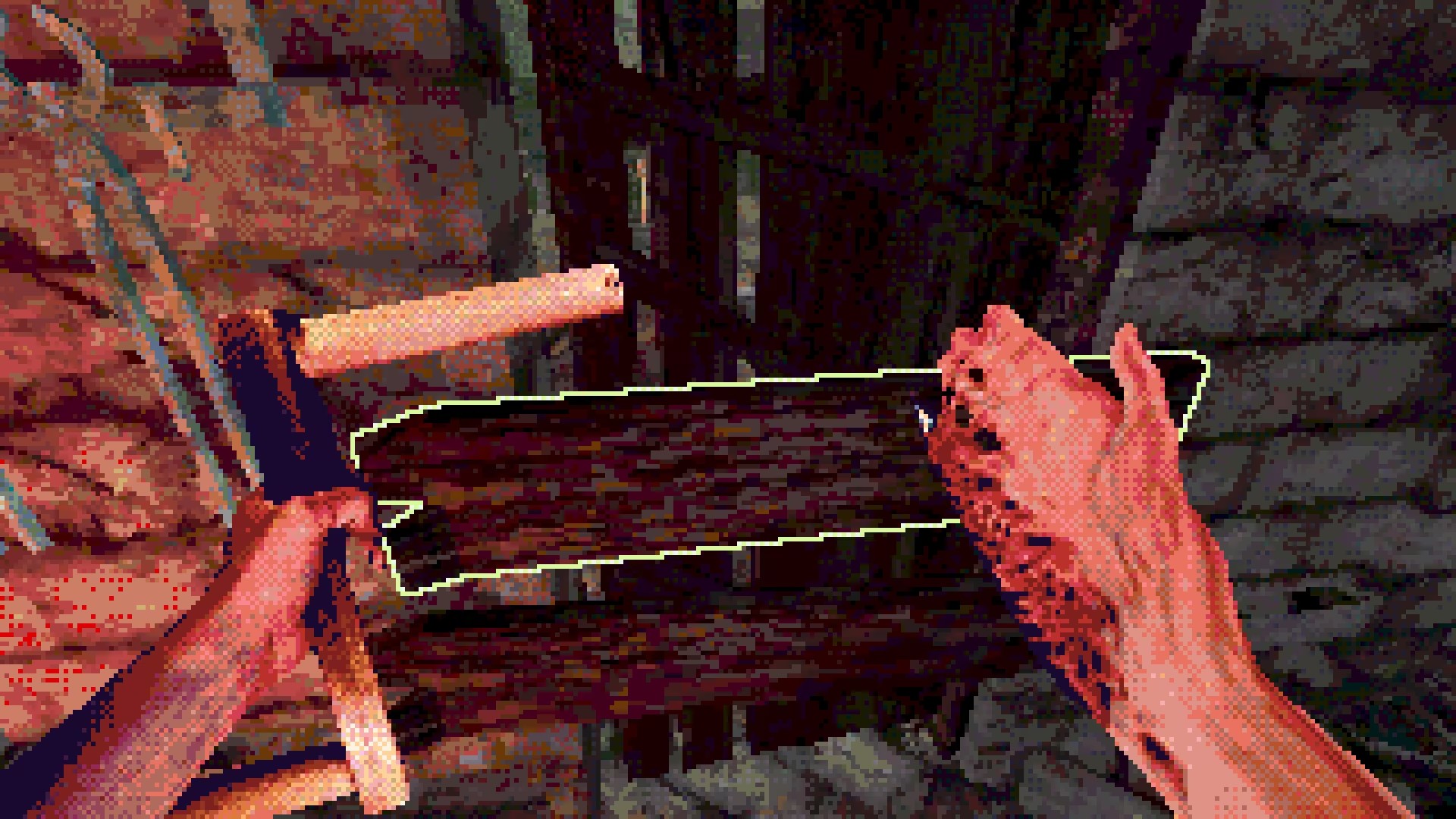 For å komme videre må helten ofre vitale kroppsdeler. Han må skjære ut tungen, rive ut hjertet eller rive ut et øye – heldigvis bremser ikke dette ham ytterligere. Belønningen for hans flid er evnen til å forvandle hånden sin til et nyttig verktøy.