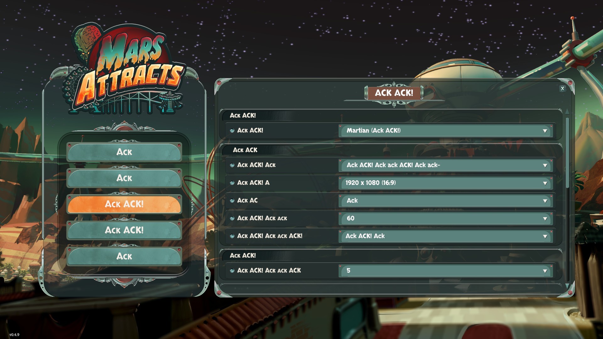 Det morsomme oversettelsesalternativet for marsboere fortjener spesiell omtale: når det er aktivert, blir alle inskripsjoner til den kjente «AK AK AK» - HarDet Det morsomme oversettelsesalternativet for marsboere fortjener spesiell omtale: når det er aktivert, blir alle inskripsjoner til den kjente «AK AK AK»
