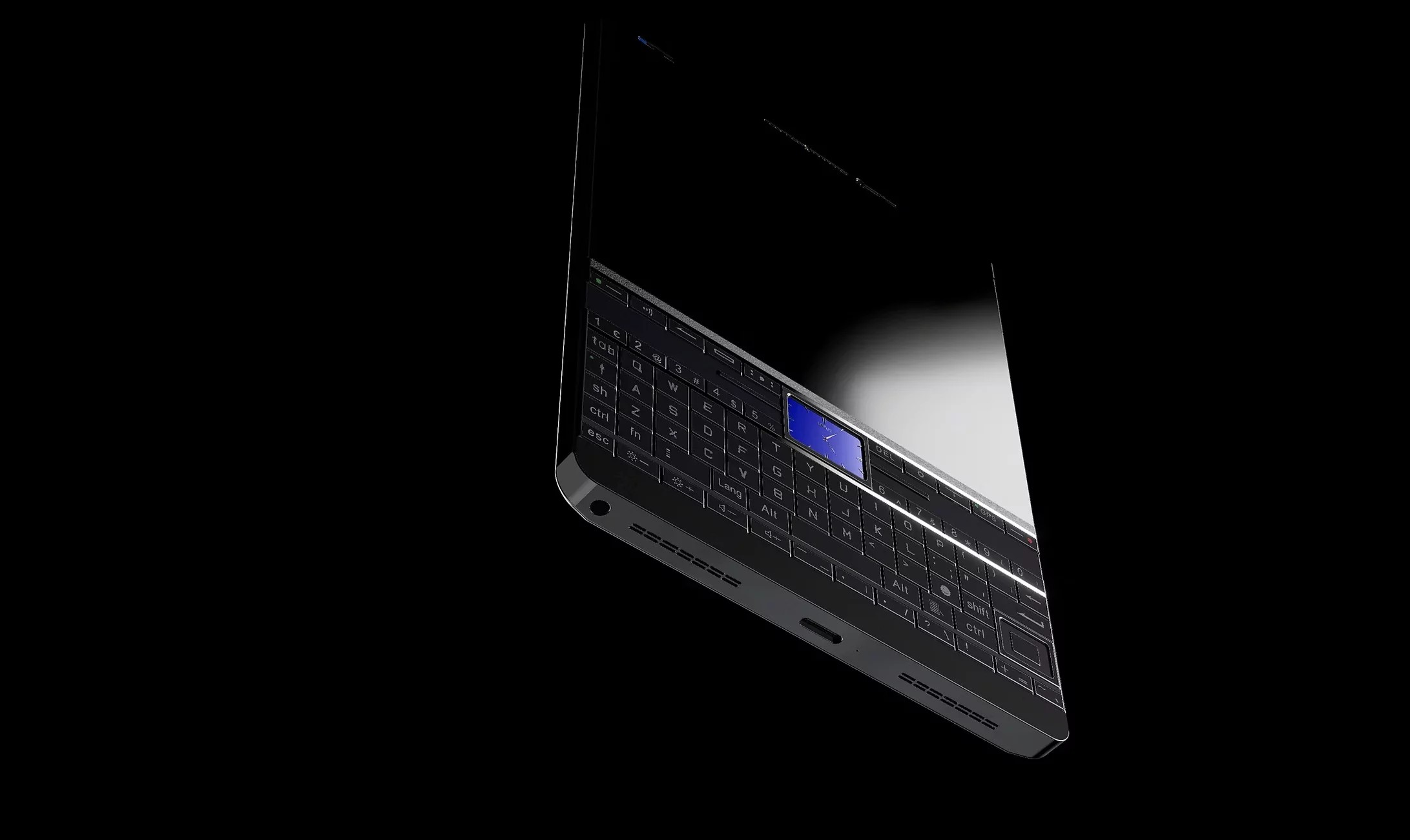 Den har også en liten skjerm inni tastaturet, designet for å vise tiden. En IR-port lar eiere bruke smarttelefonen, for eksempel som en TV-fjernkontroll. 